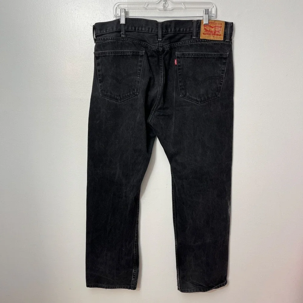 Levi's 505 Regular Fit Jeans Men 40x32 Black Straight Leg Denim Pants 00505-0260